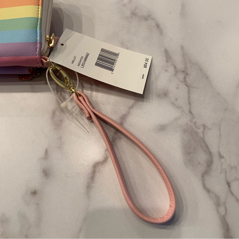 BETSEY JOHNSON Rainbow Striped Unicorn Kitty Cat Wallet Wristlet - Picture 7 of 8